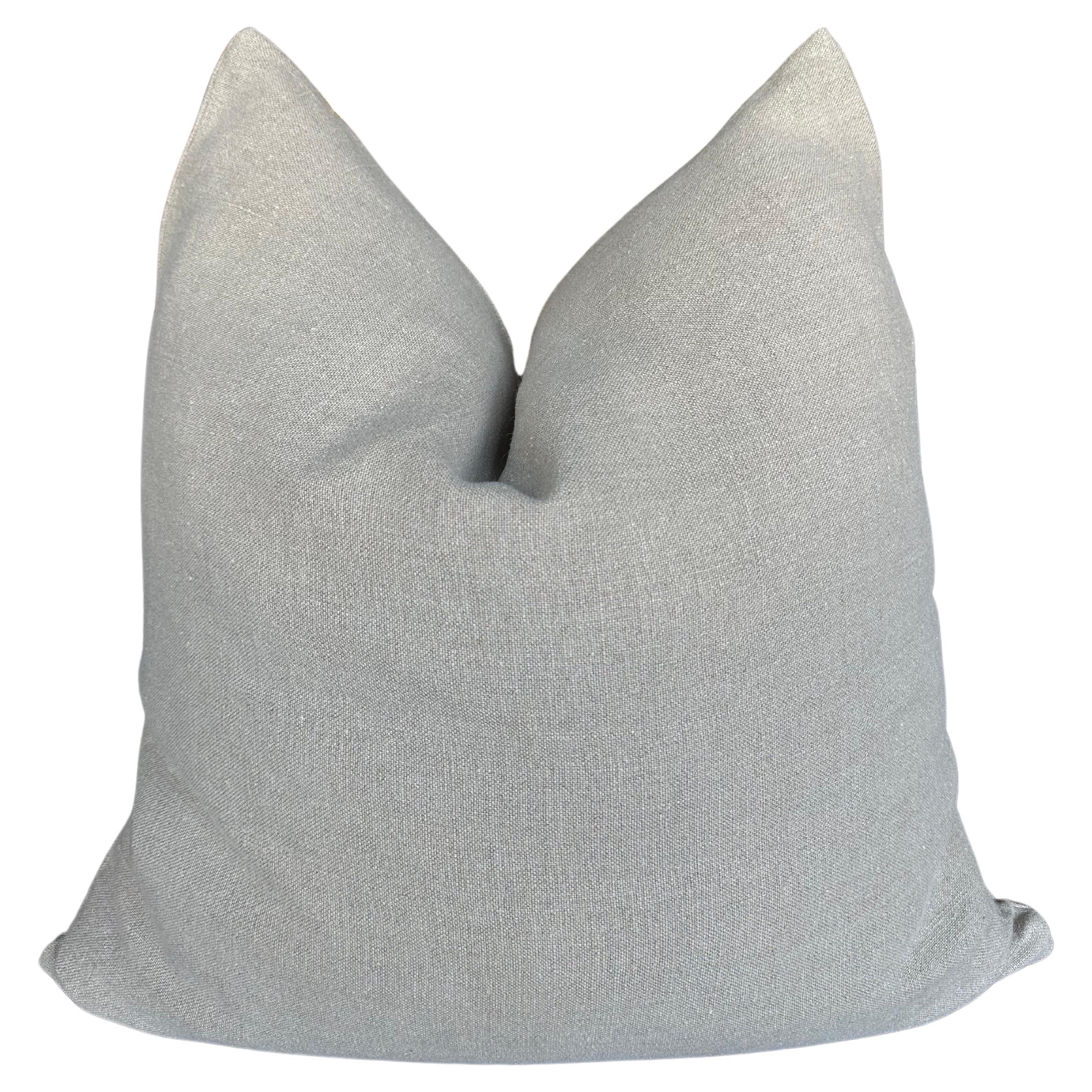 Belgian Linen Accent Pillow in Flax with Down Feather Insert For Sale
