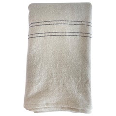 Couverture belge en lin et laine naturel avec rayures noires