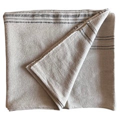 Coperta belga in lino e lana Nature con strisce nere