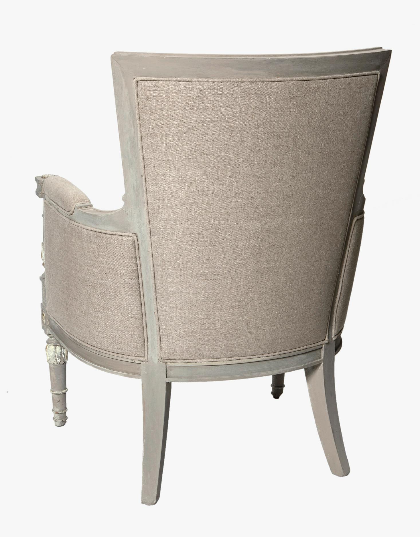 Italian Belgian Linen Berege Chairs, a Pair For Sale