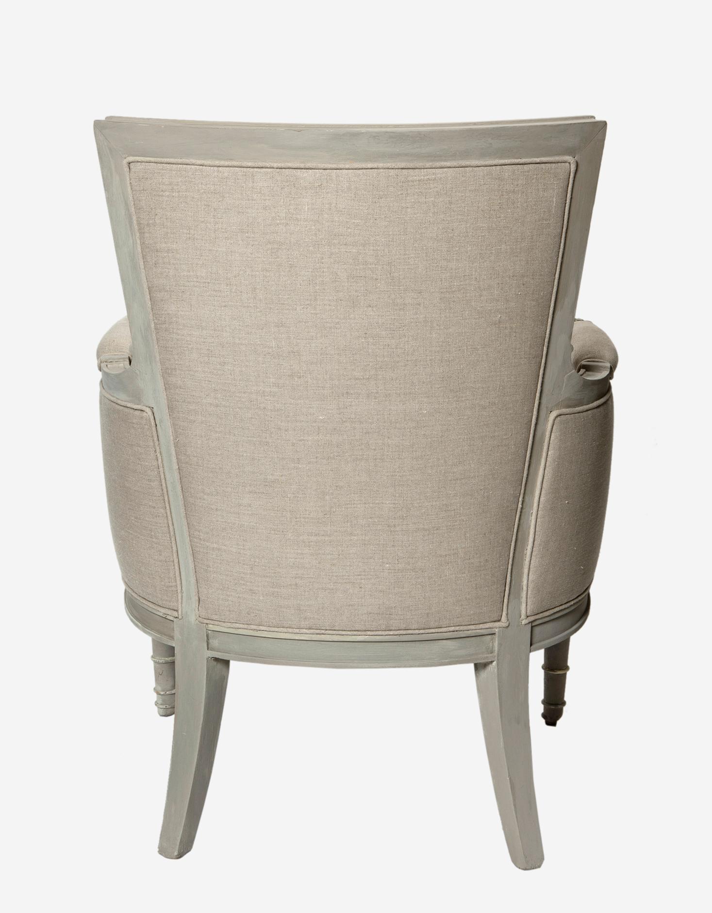 Belgian Linen Berege Chairs, a Pair For Sale 1