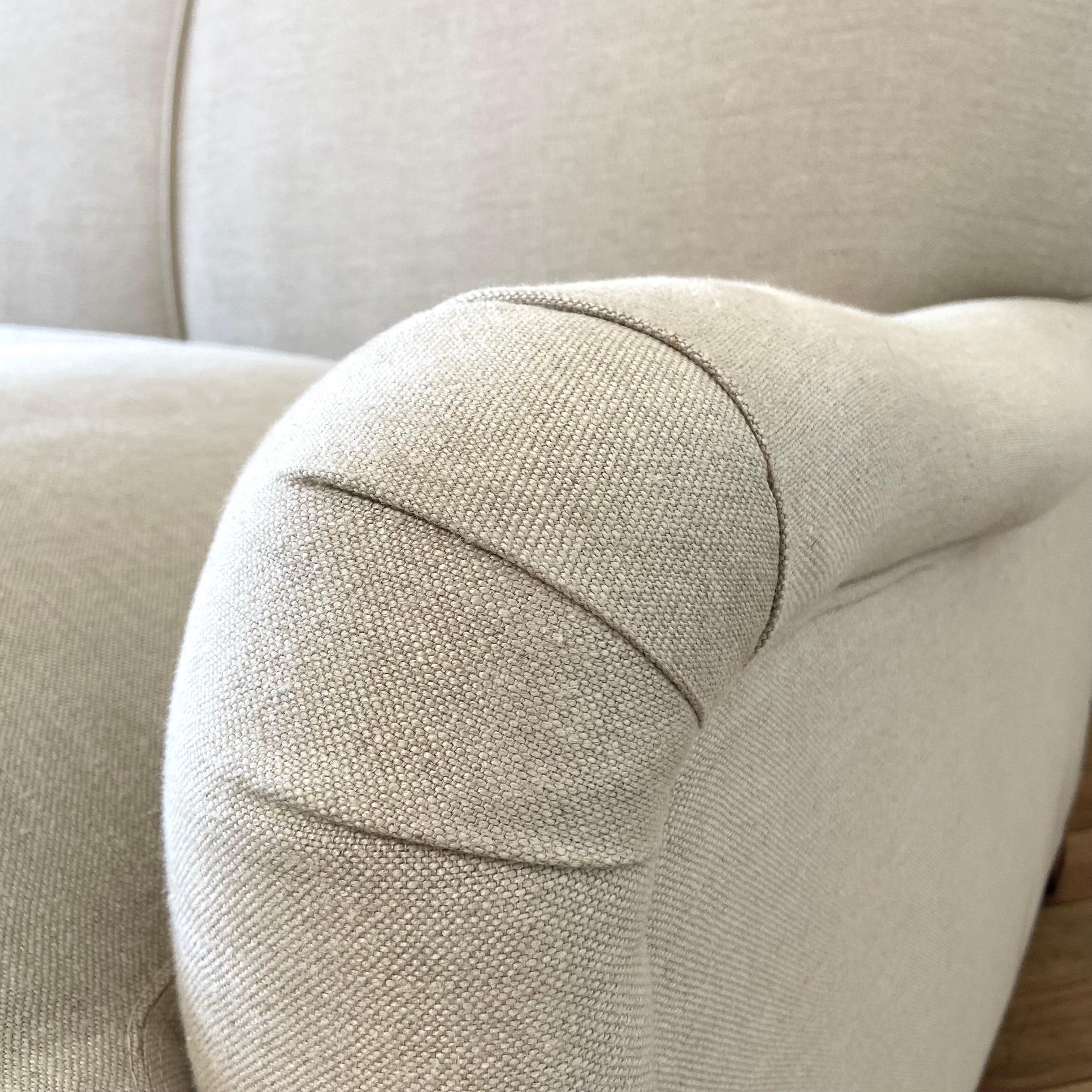 Belgian Linen English Arm Sofa with Down Cushions 3