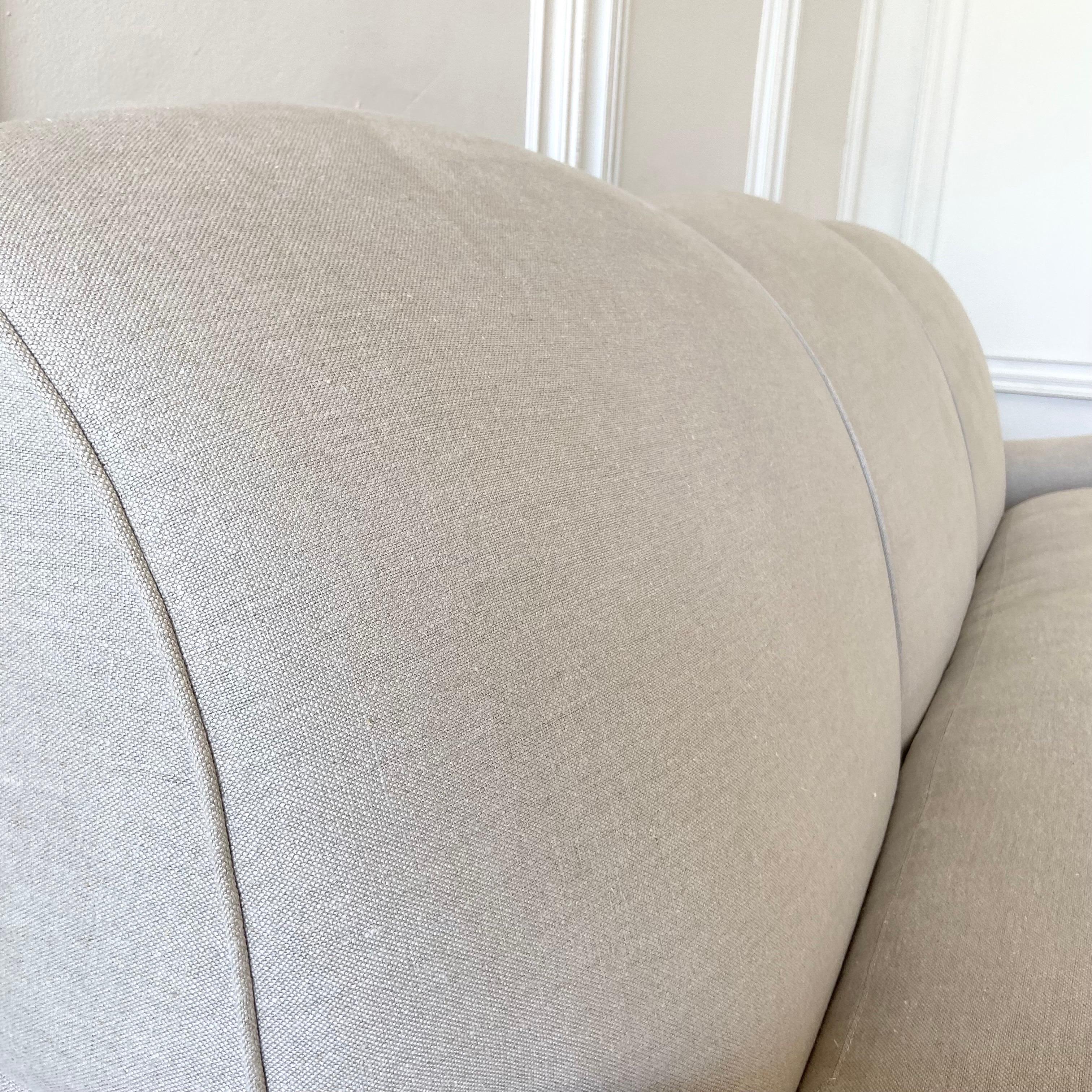 Belgian Linen English Arm Sofa with Down Cushions 1