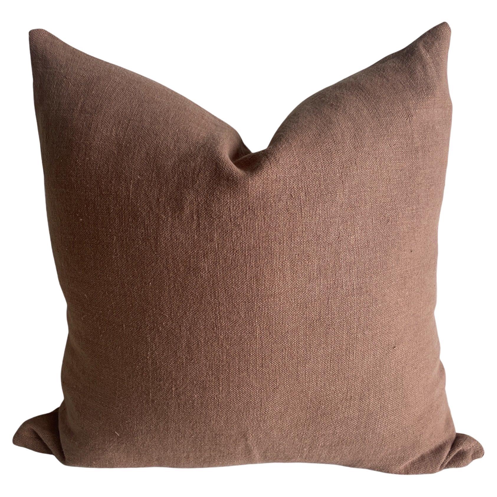 Belgian Linen Pillow Cover in Cinnamon For Sale