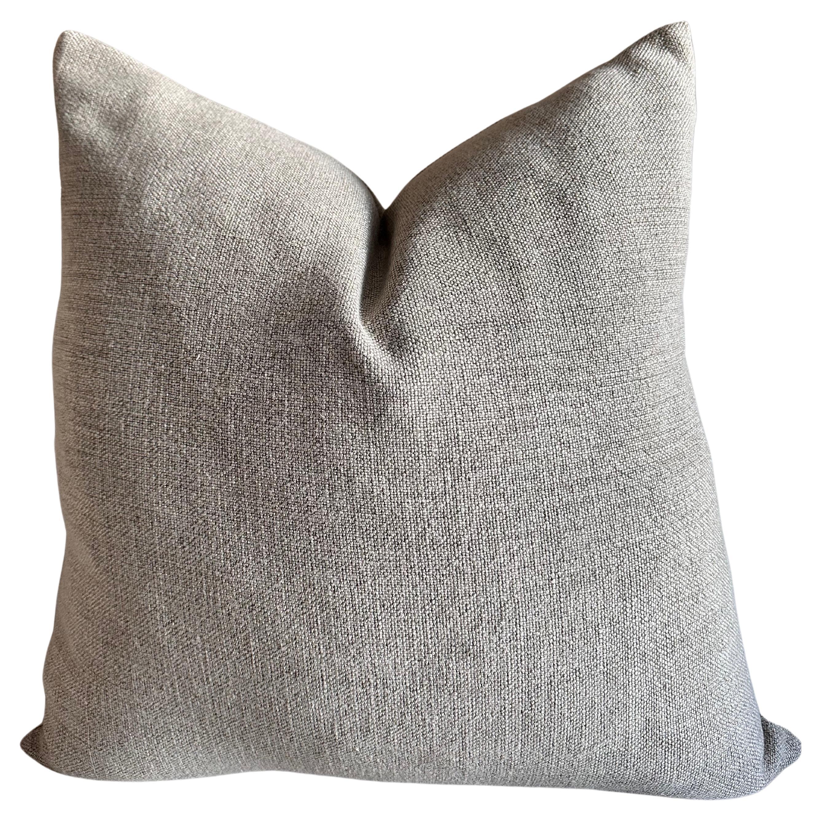 Belgian Linen Pillow with Down Insert in Natural  For Sale