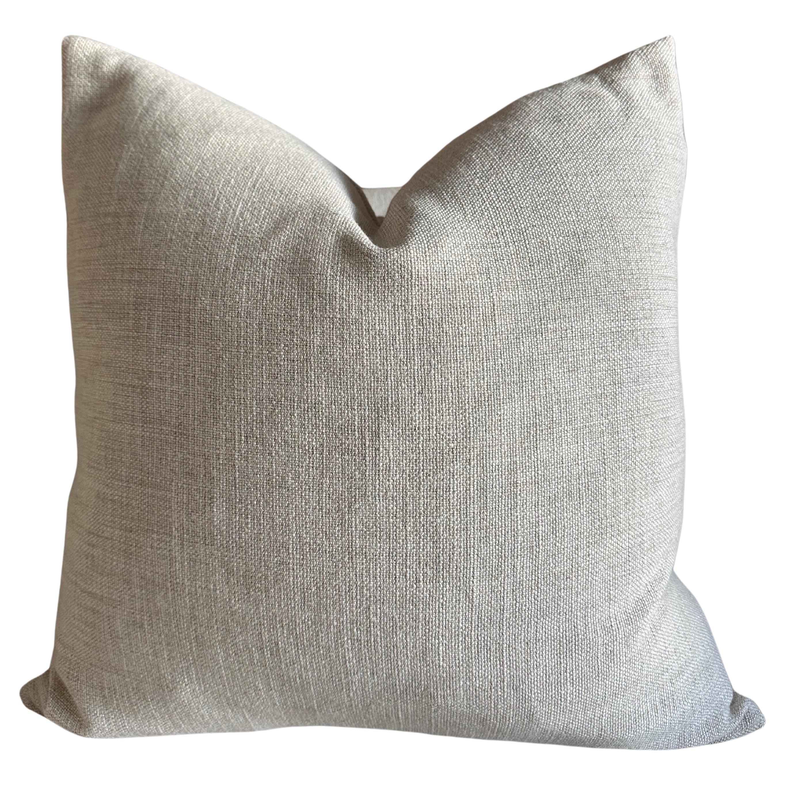 Belgian Linen Pillow with Down Insert in Oyster