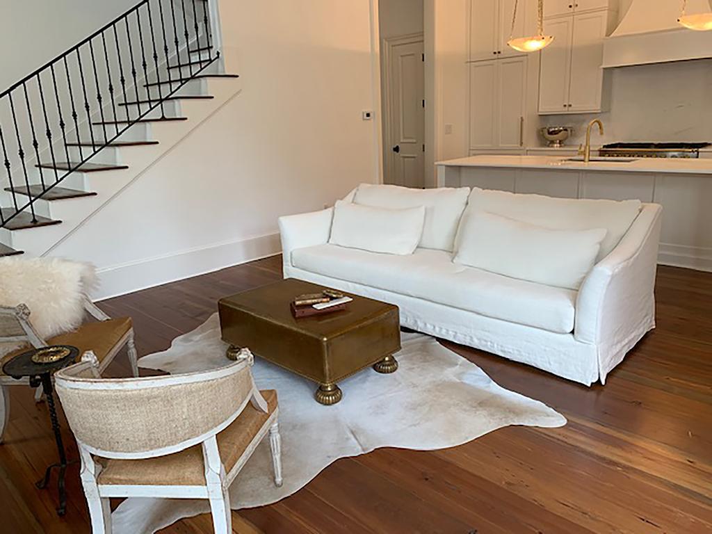 sofa with sloped arms
