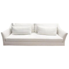 Contemporary Belgian Linen Slope-Arm Sofa