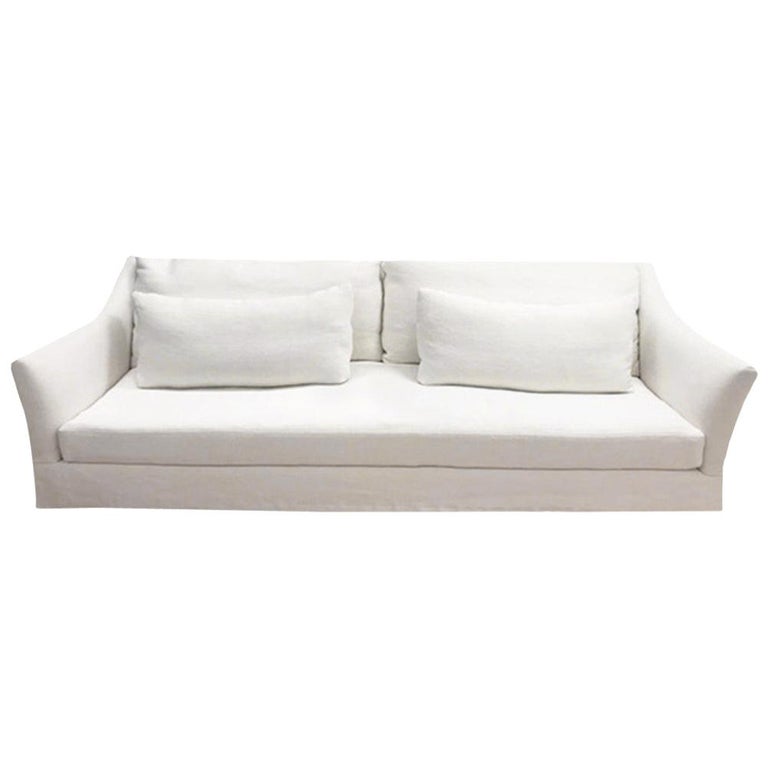 Contemporary Belgian Linen Slope Arm Sofa For At 1stdibs Contemporary Belgian Linen Slope Arm, Belgian Linen Slope Arm Sofa