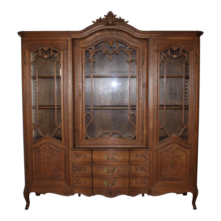 Belgian Louis XV Oak Hutch/China Cabinet For Sale at 1stDibs