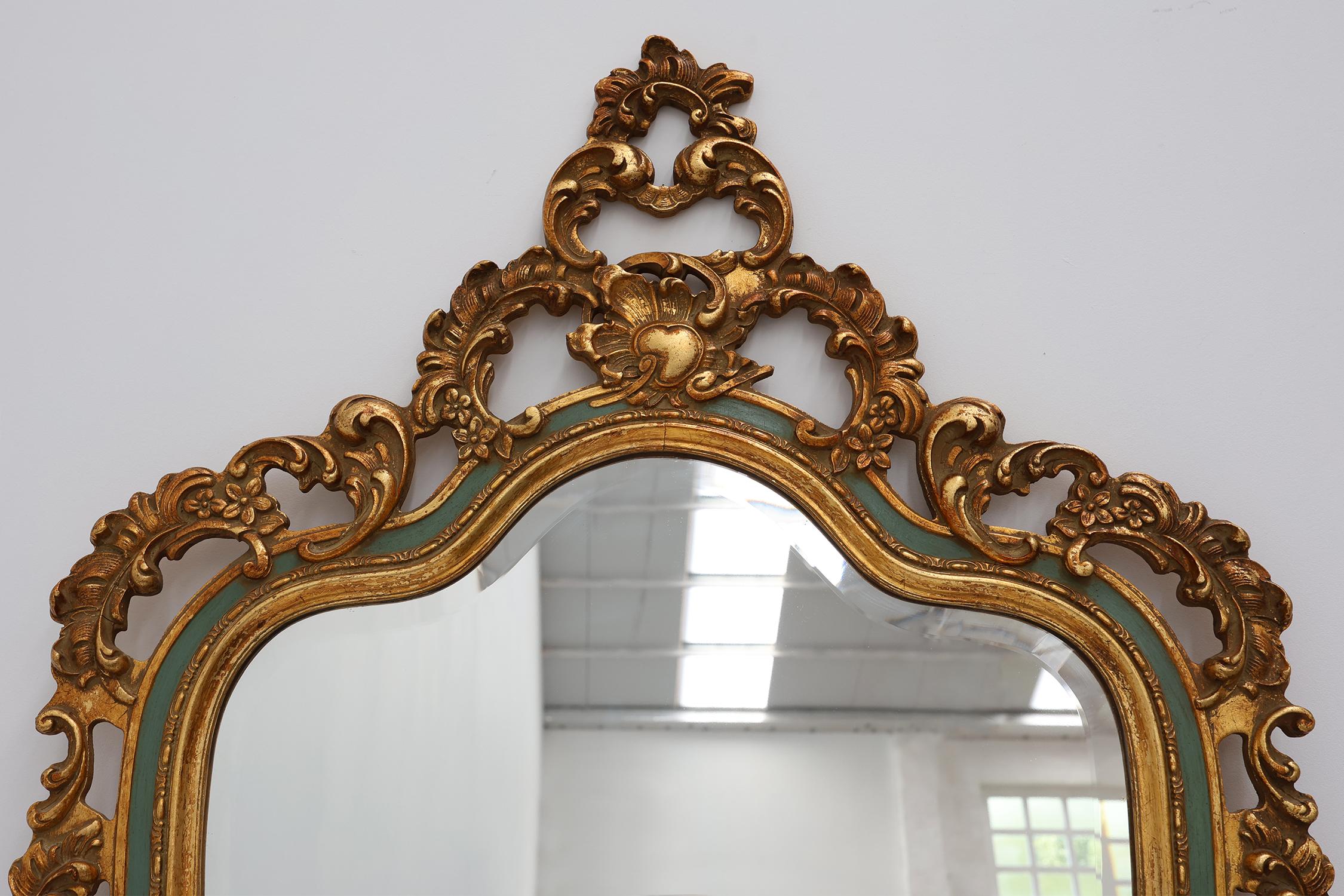 Belge Miroir doré baroque belge de style Louis XV avec Label 