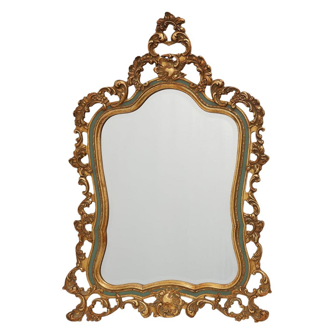 Miroir doré baroque belge de style Louis XV avec Label "Knitter Duro Brevete", 19 en vente