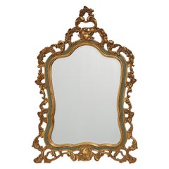 Miroir doré baroque belge de style Louis XV avec Label "Knitter Duro Brevete", 19