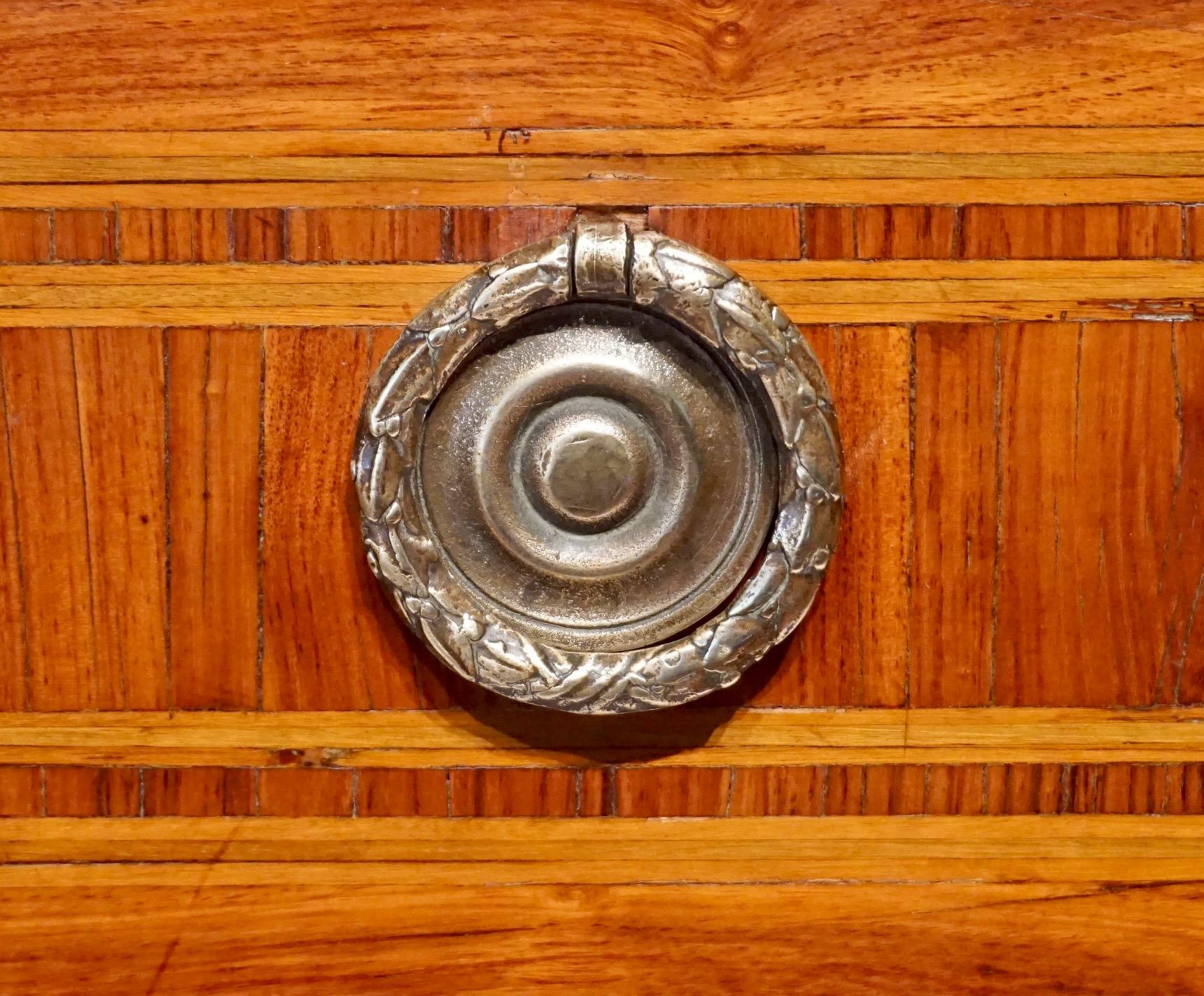 Belgian Louis XVI Marble Top Parquetry Commode, circa 1790 1