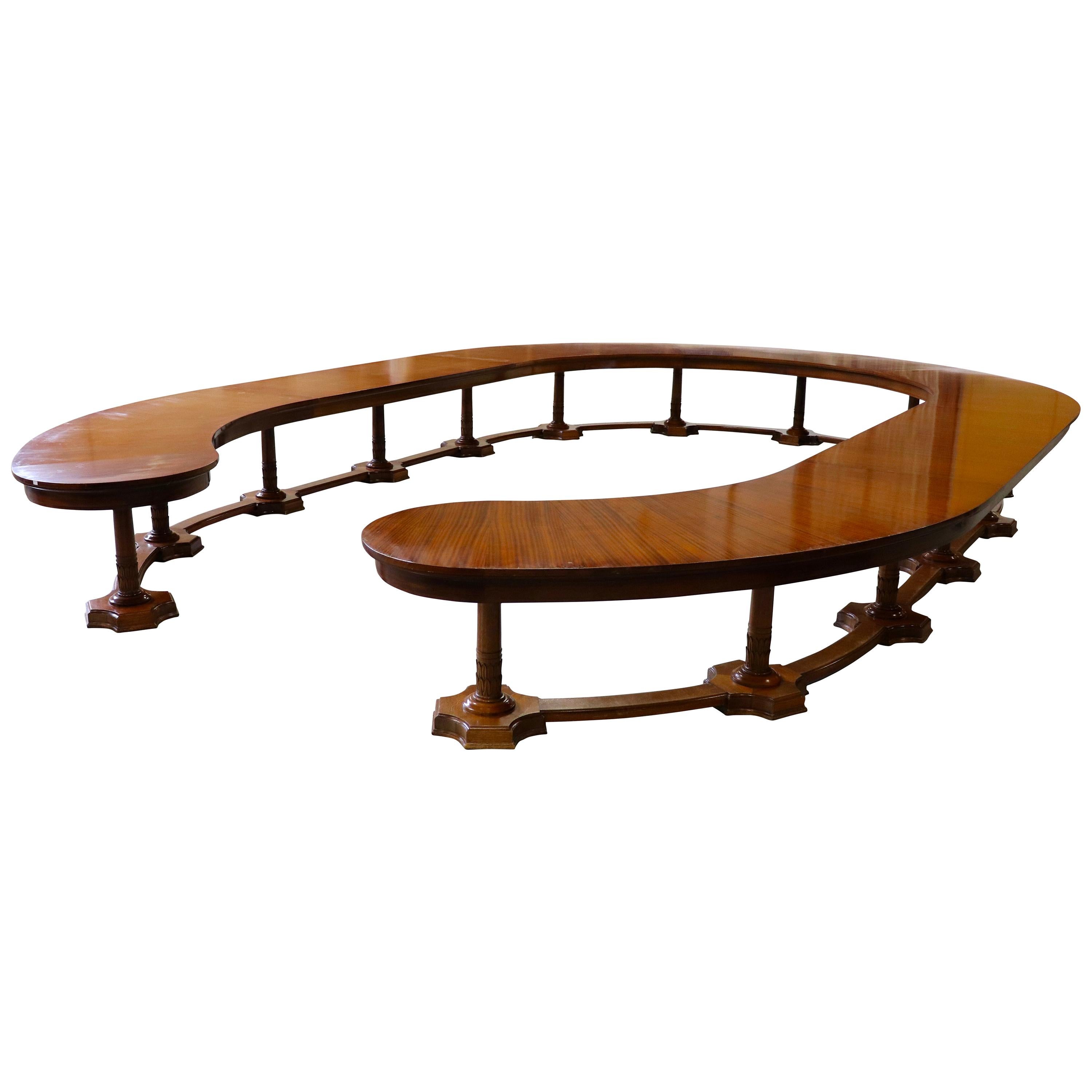 Belgian Mahogany Conference Table, Boardroom Table, circa 1920 For Sale