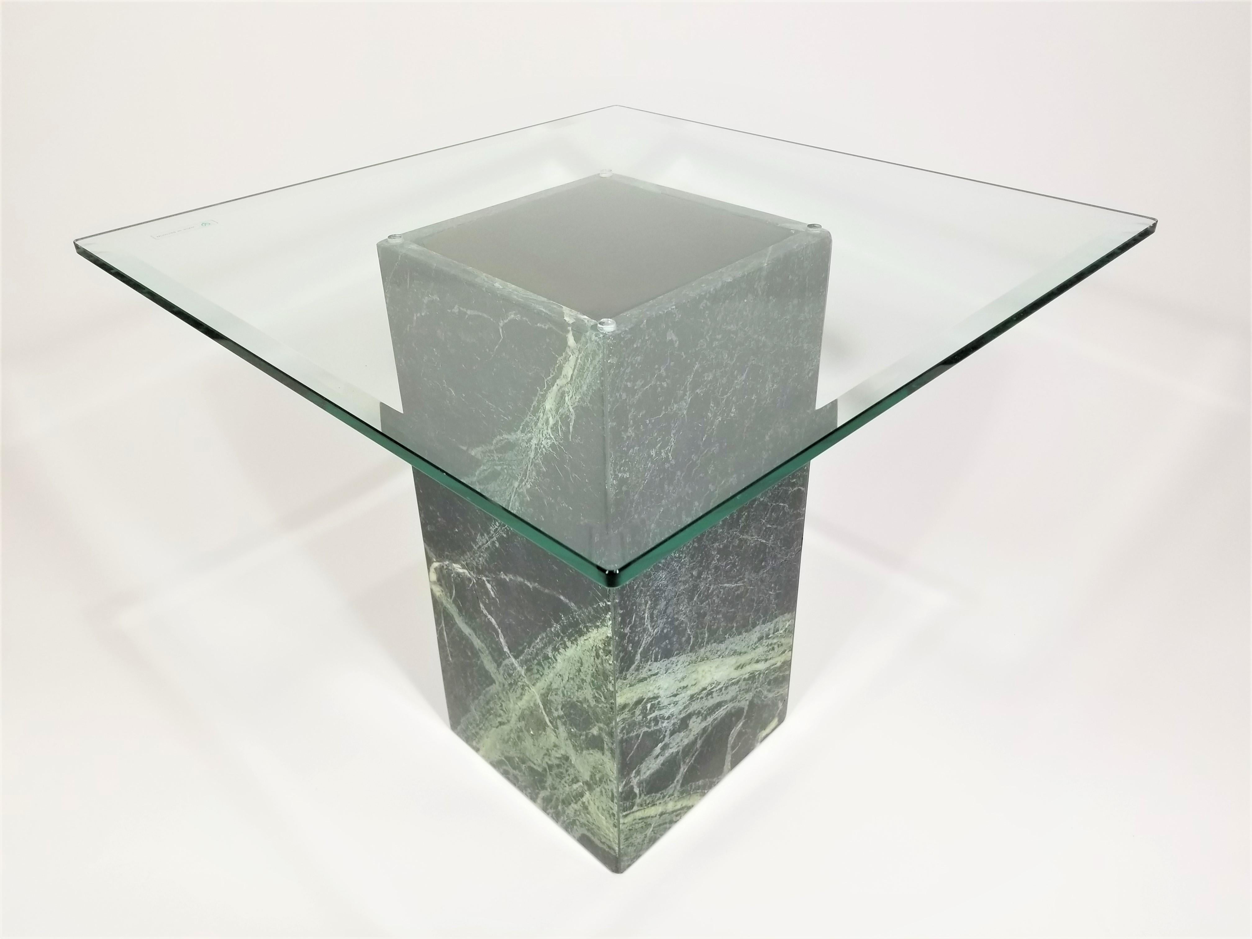 Belgian Marble and Glass Table Mid Century, 1970s For Sale 3