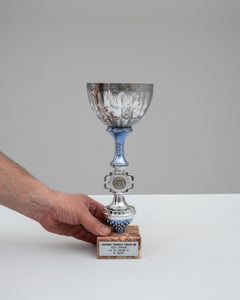 Belgian Marble and Metal Goblet, Functional Barware, 1990s Design