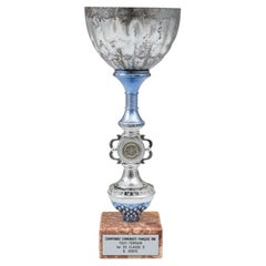 Belgian Marble and Metal Goblet, Functional Barware, 1990s Design
