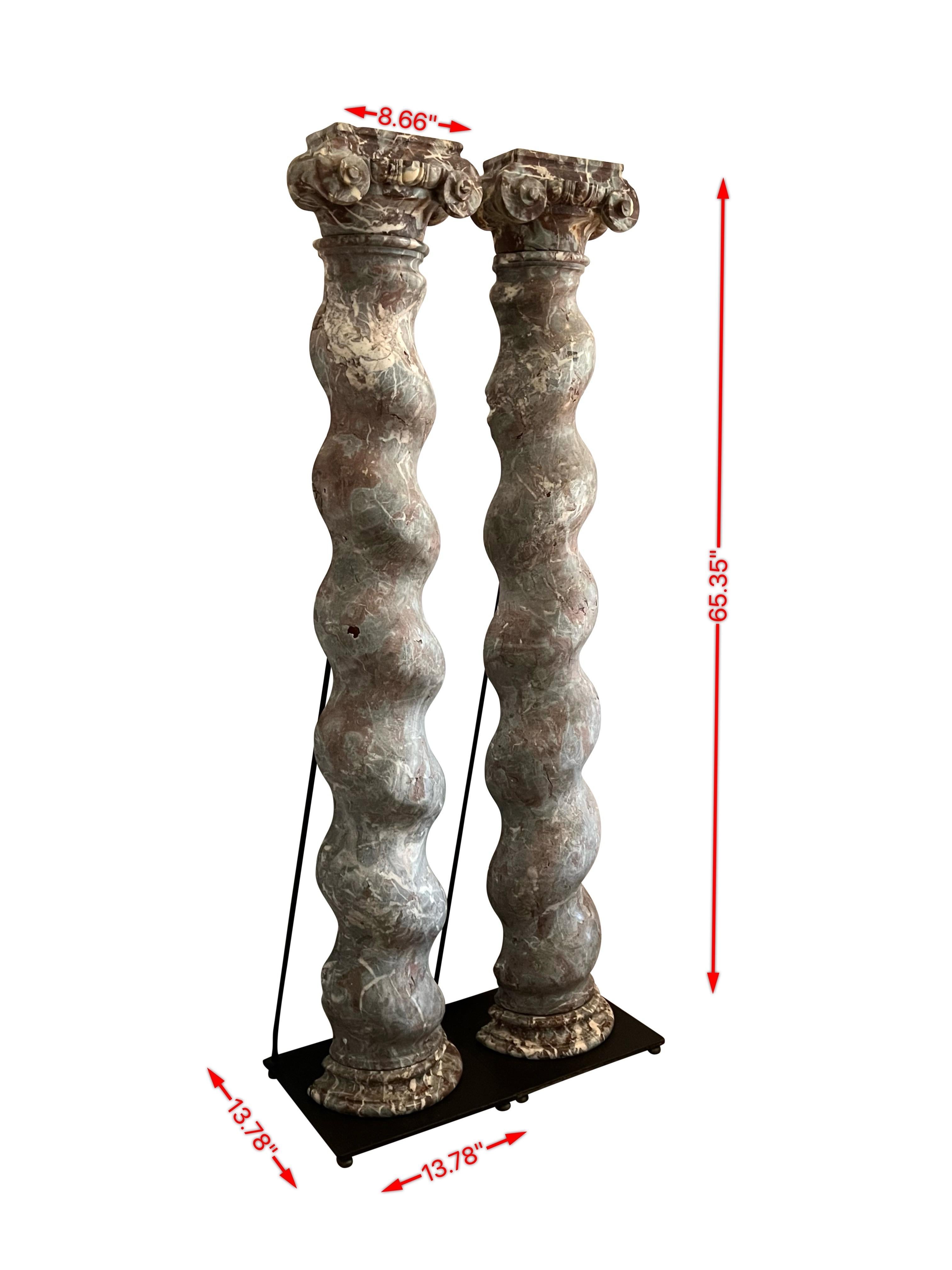 Paar antike Säulen aus belgischem Marmor aus der Renaiscance-Periode (Renaissance) im Angebot