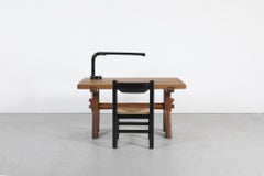 Belgian Mid-Century Brutalist Oak Trestle Table by De Puydt