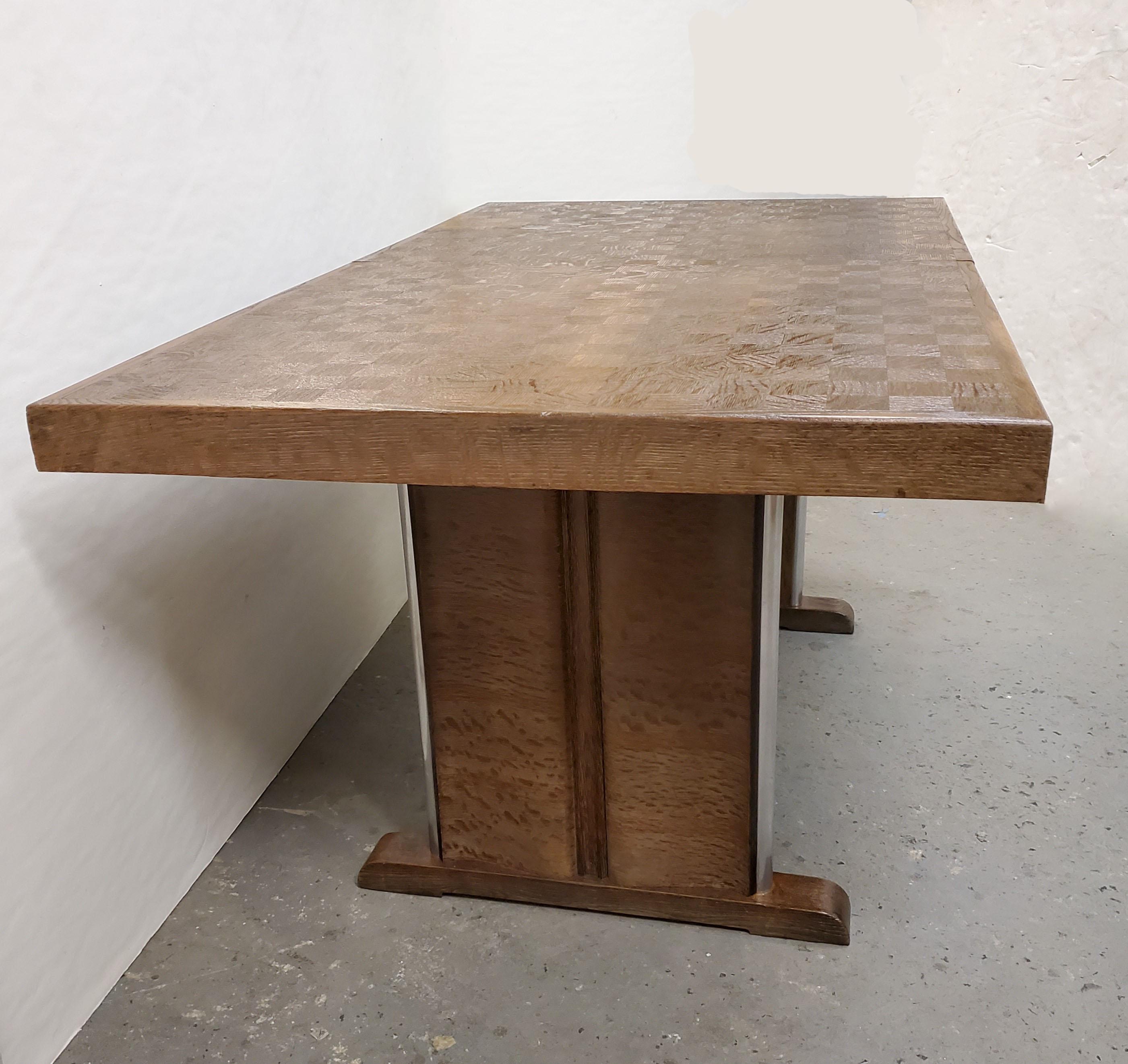 Belgian Midcentury Expandable Dining Table + 4 Chairs M. L. Baugniet In Good Condition For Sale In New York City, NY