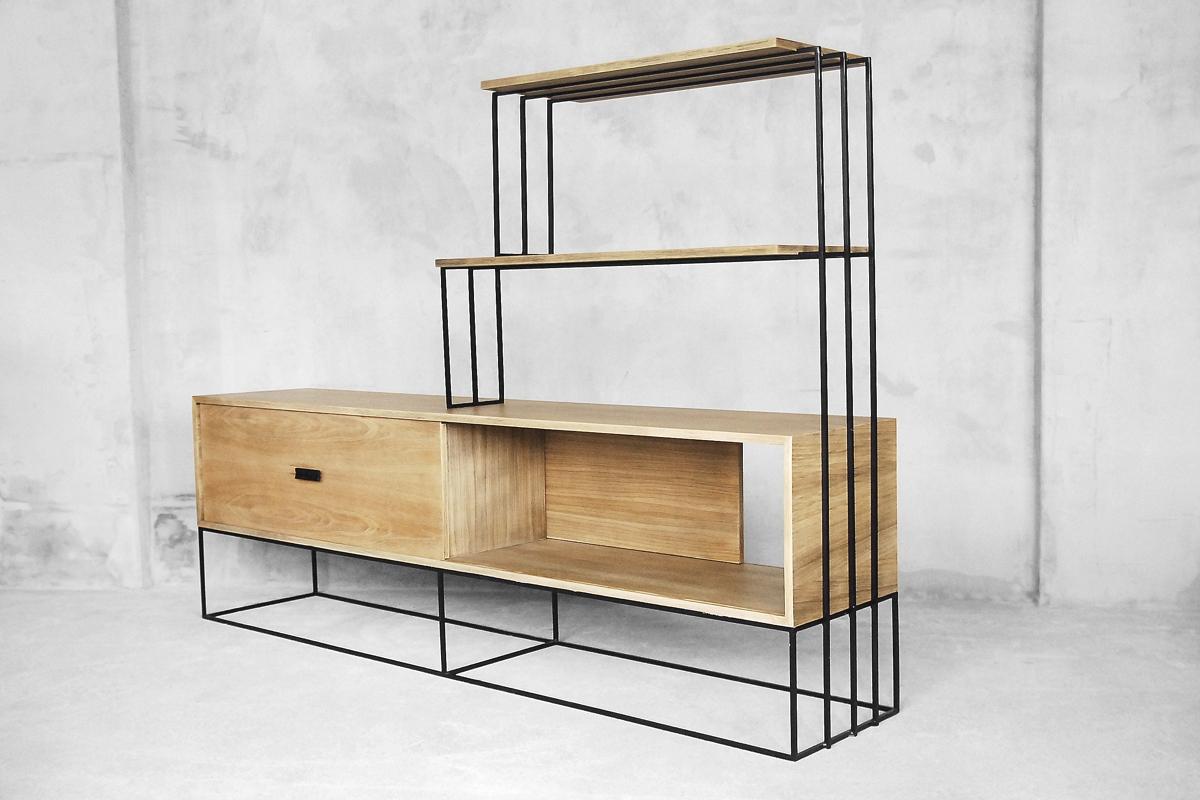 Belgian Midcentury Oak Sideboard with Shelving Rack, 1970s In Excellent Condition In Warsaw, PL