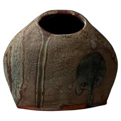 Belgian Midcentury Oval Ceramic Vase