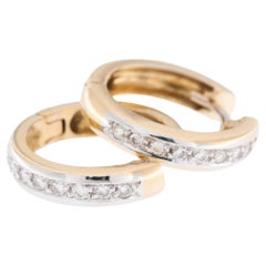 Pendientes Modernos Belgas de Oro Amarillo y Blanco de 18kt con Diamantes