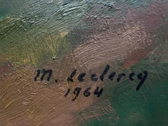 Belgian Modern Post-Impressionist Landscape Painting, Oil on Wood Panel, 1964