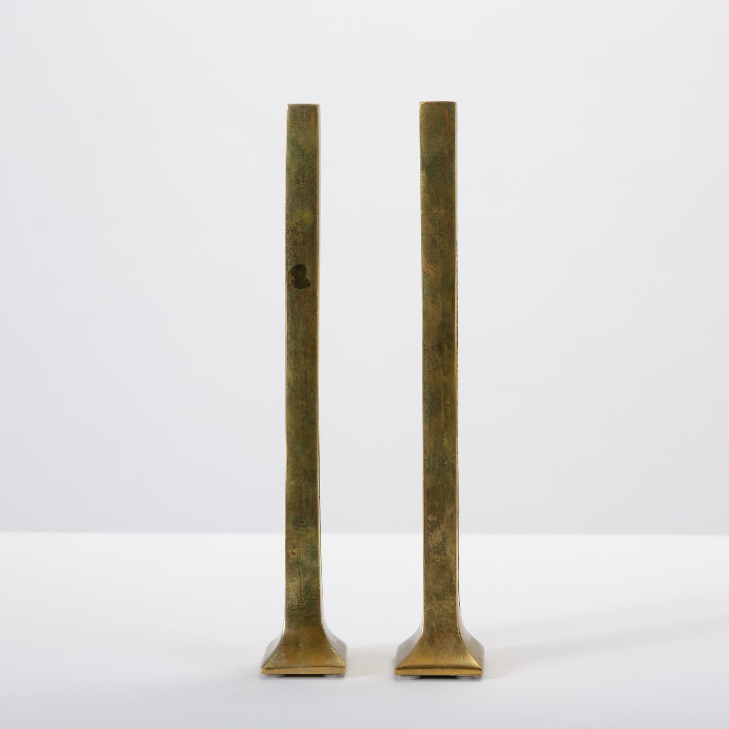 Belgian Modernist Candlesticks in Cast Brass 1