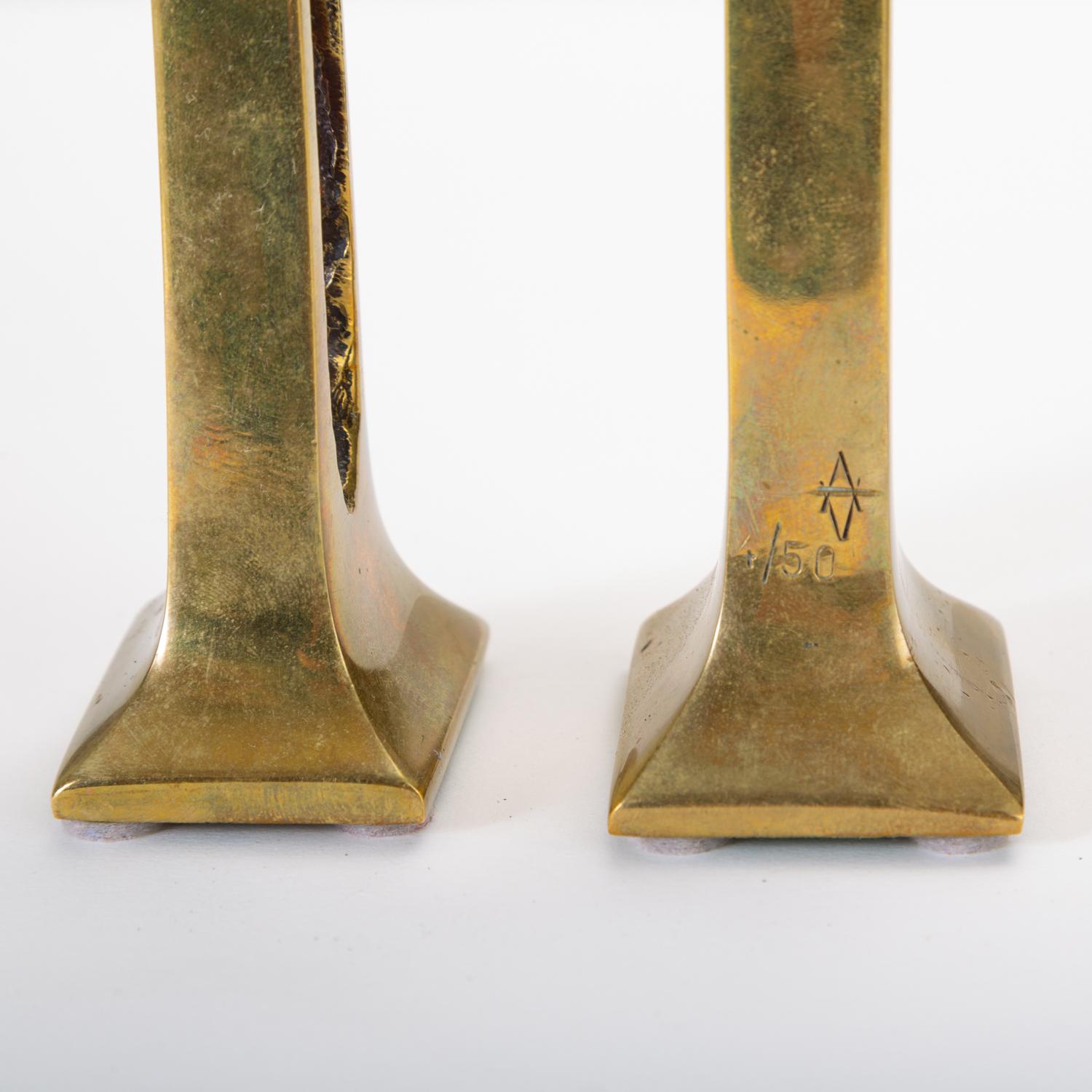 Belgian Modernist Candlesticks in Cast Brass 3