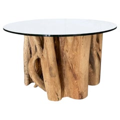 Belgian Monkey Wood Coffee Table with Liana Glass Table