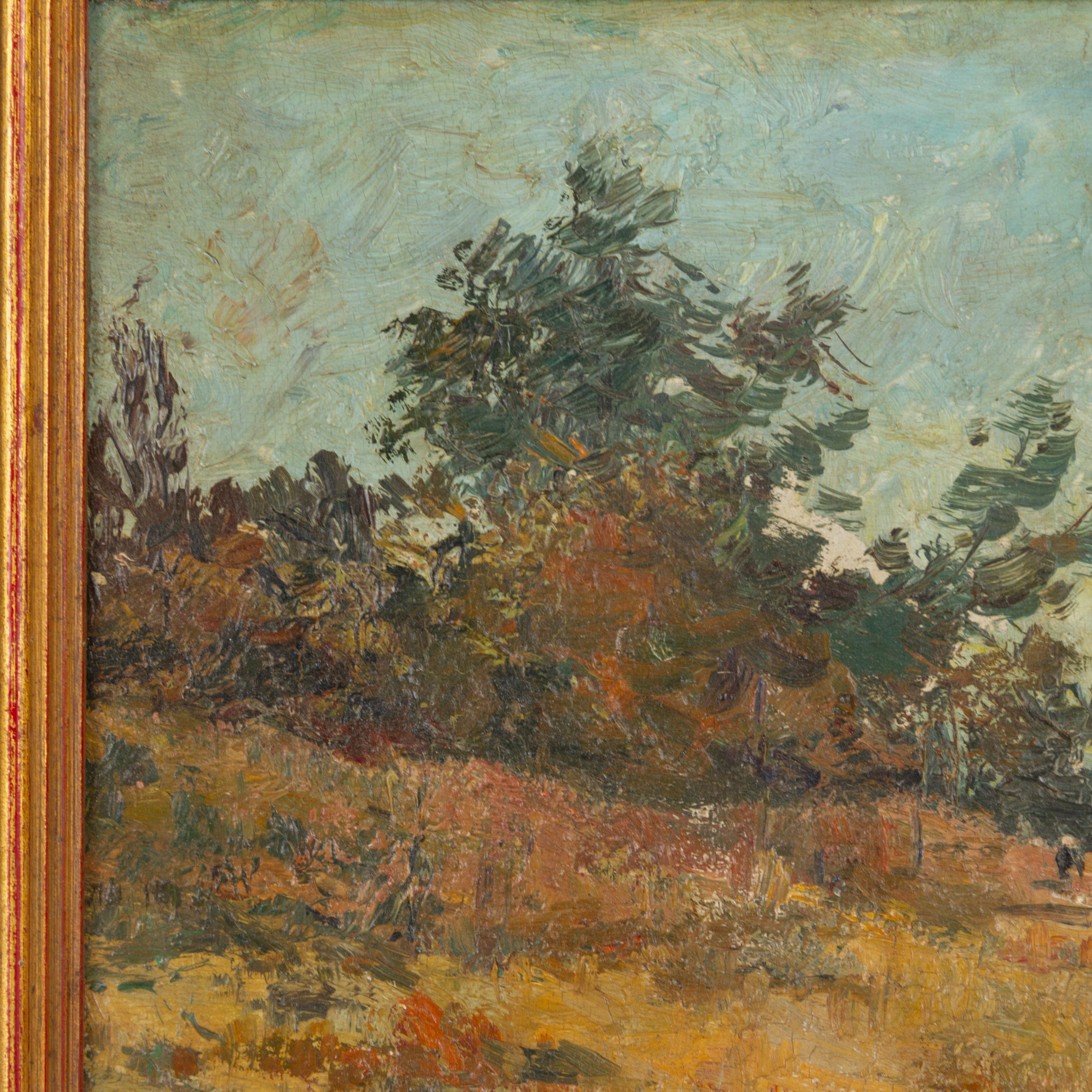 Pittura ad olio di paesaggio belga Monogram, inizio XX secolo In condizioni buone in vendita a Nottingham, GB