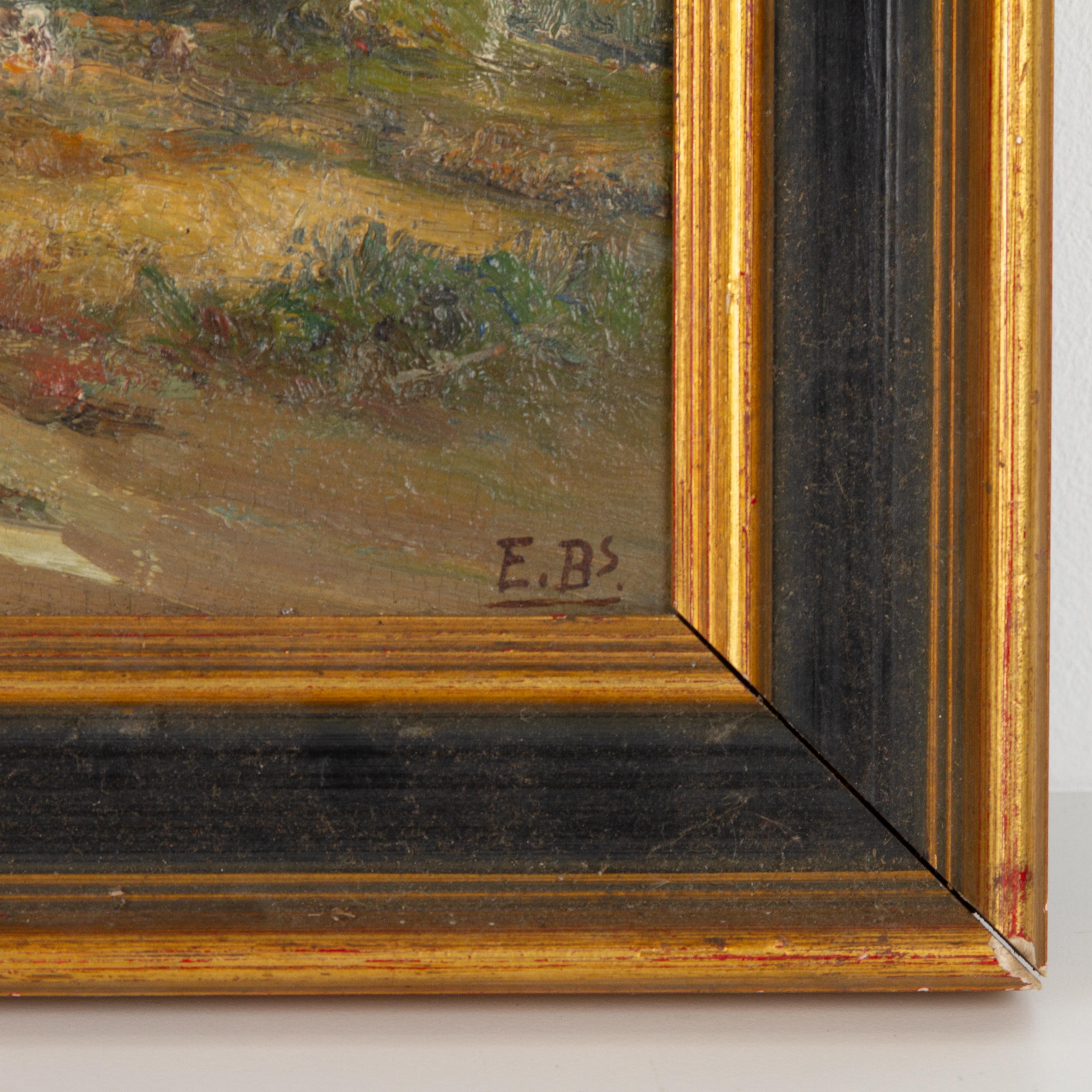 Pittura ad olio di paesaggio belga Monogram, inizio XX secolo in vendita 2
