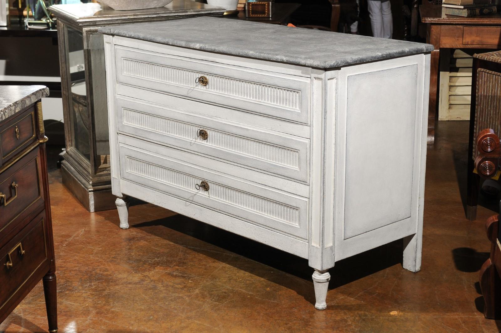 19th Century Belgian Neoclassical Period Painted Oak Three-Drawer Commode, circa 1800
