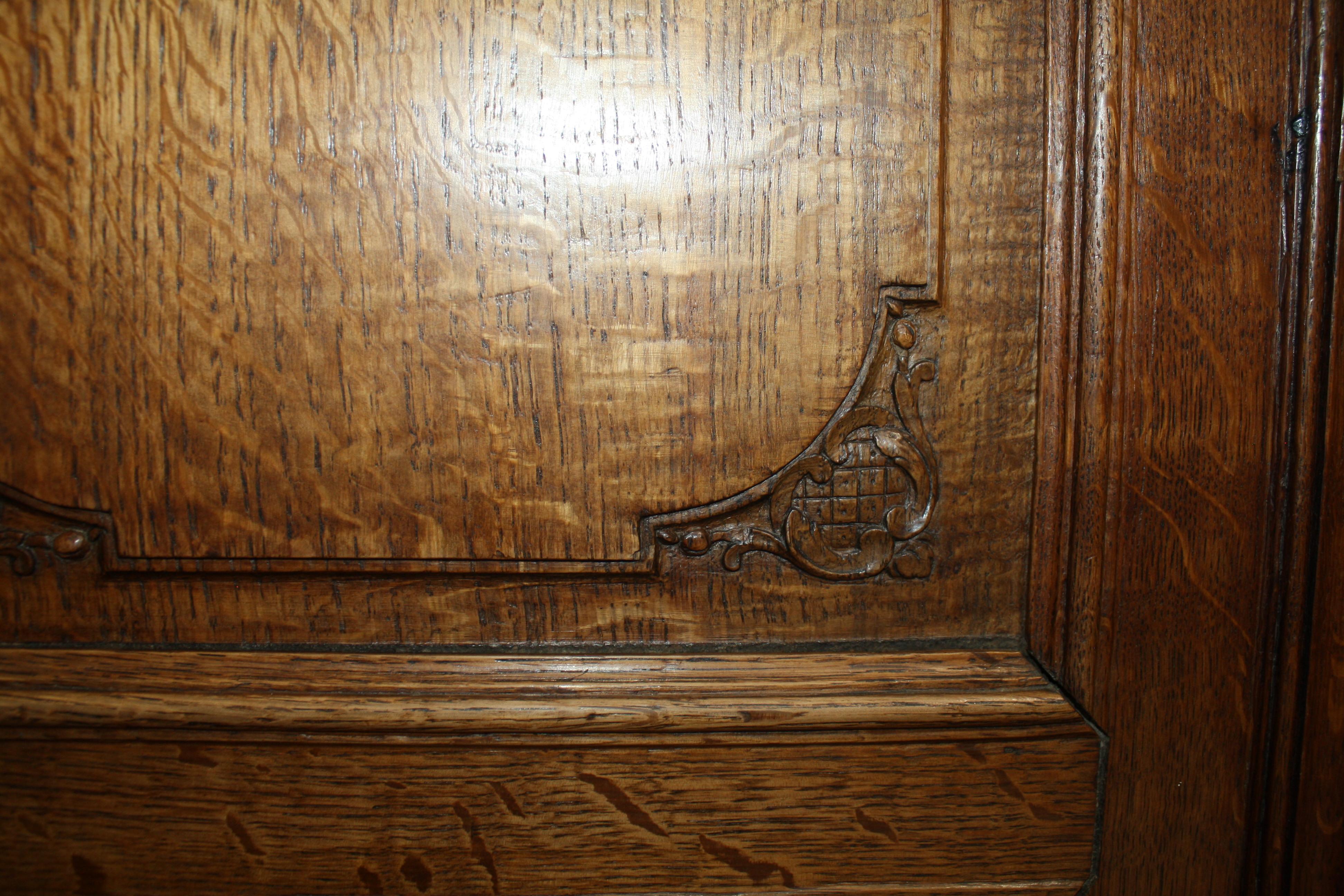 Carved Belgian Oak Armoire, circa 1820 For Sale