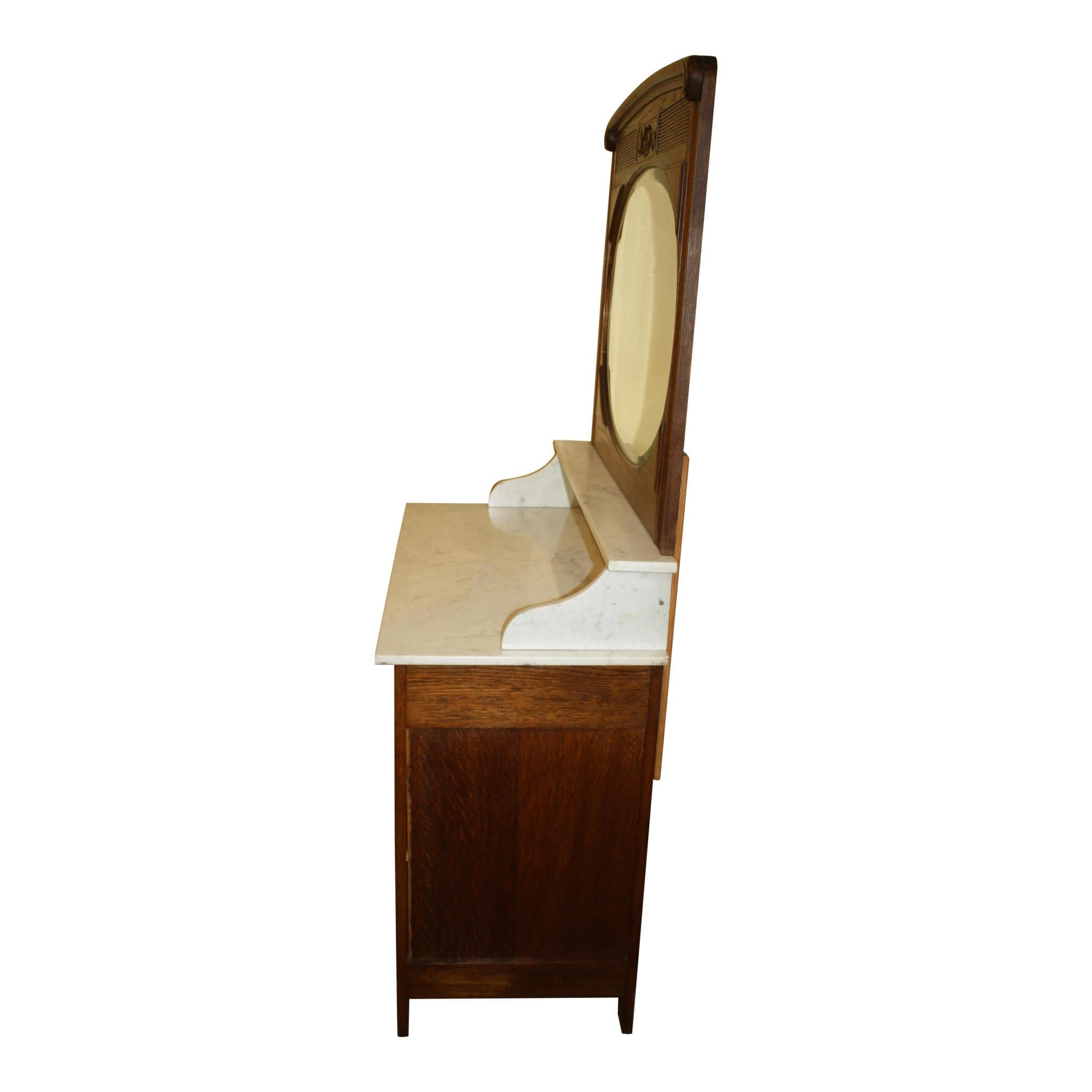 antique oak vanity with mirror