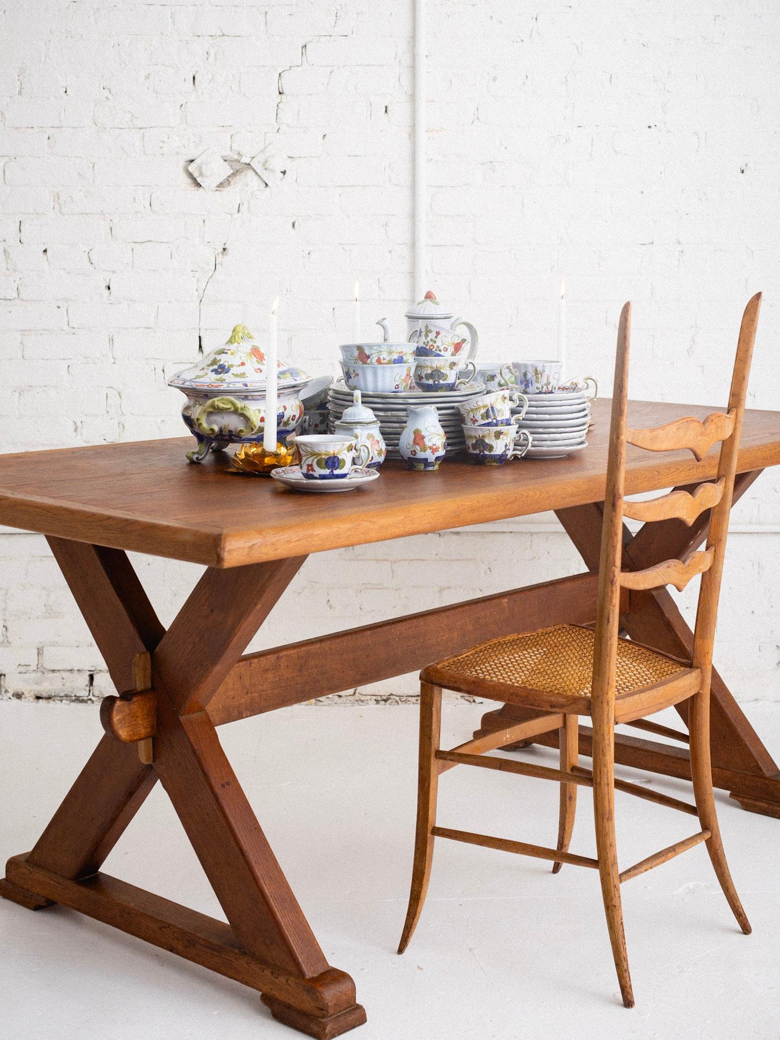 Belgian Oak Farmhouse Trestle Dining Table 7