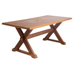 Belgian Oak Farmhouse Trestle Dining Table