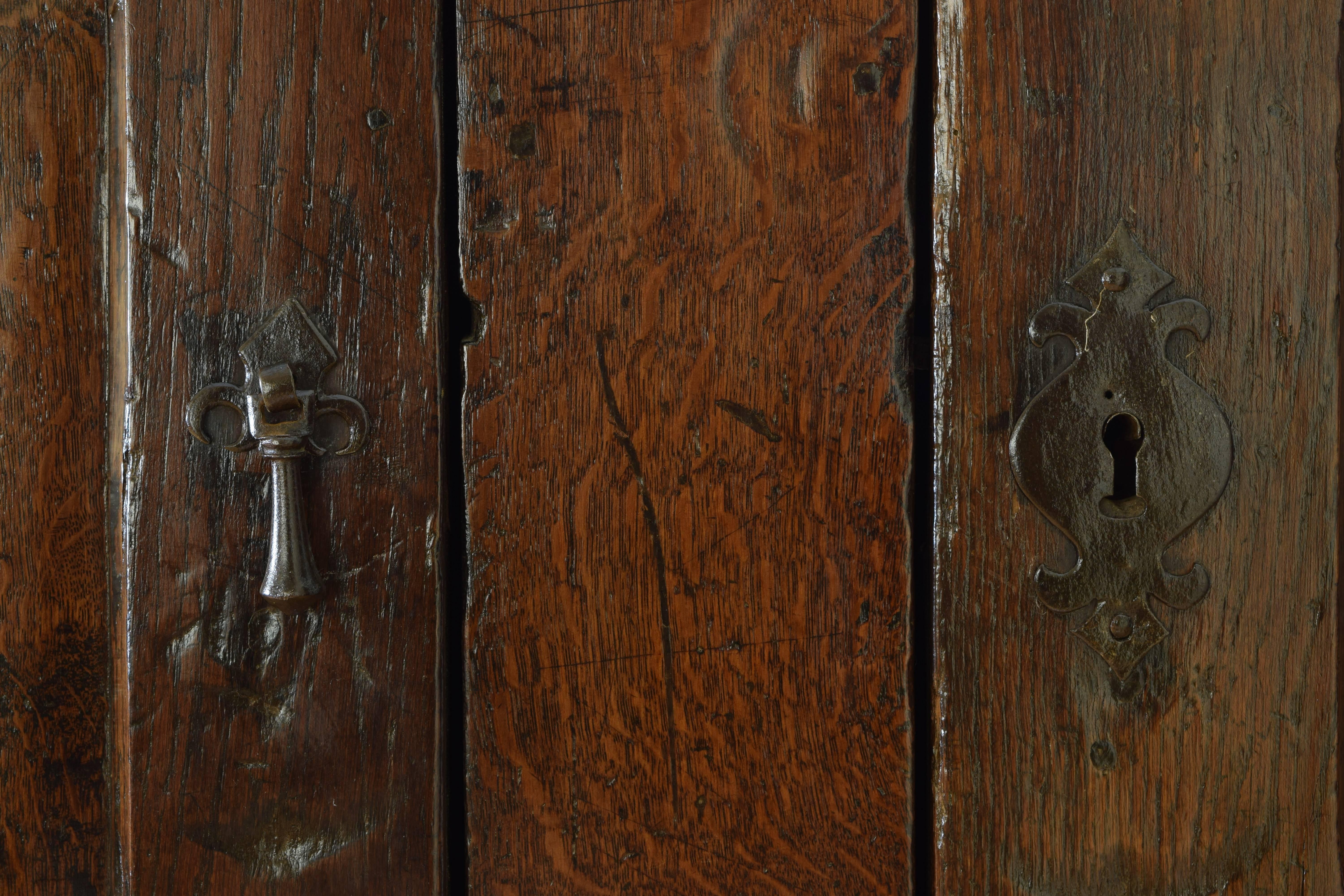 Belgian Oak Iron Mounted Four-Door Cabinet, 17th-18th Century 4