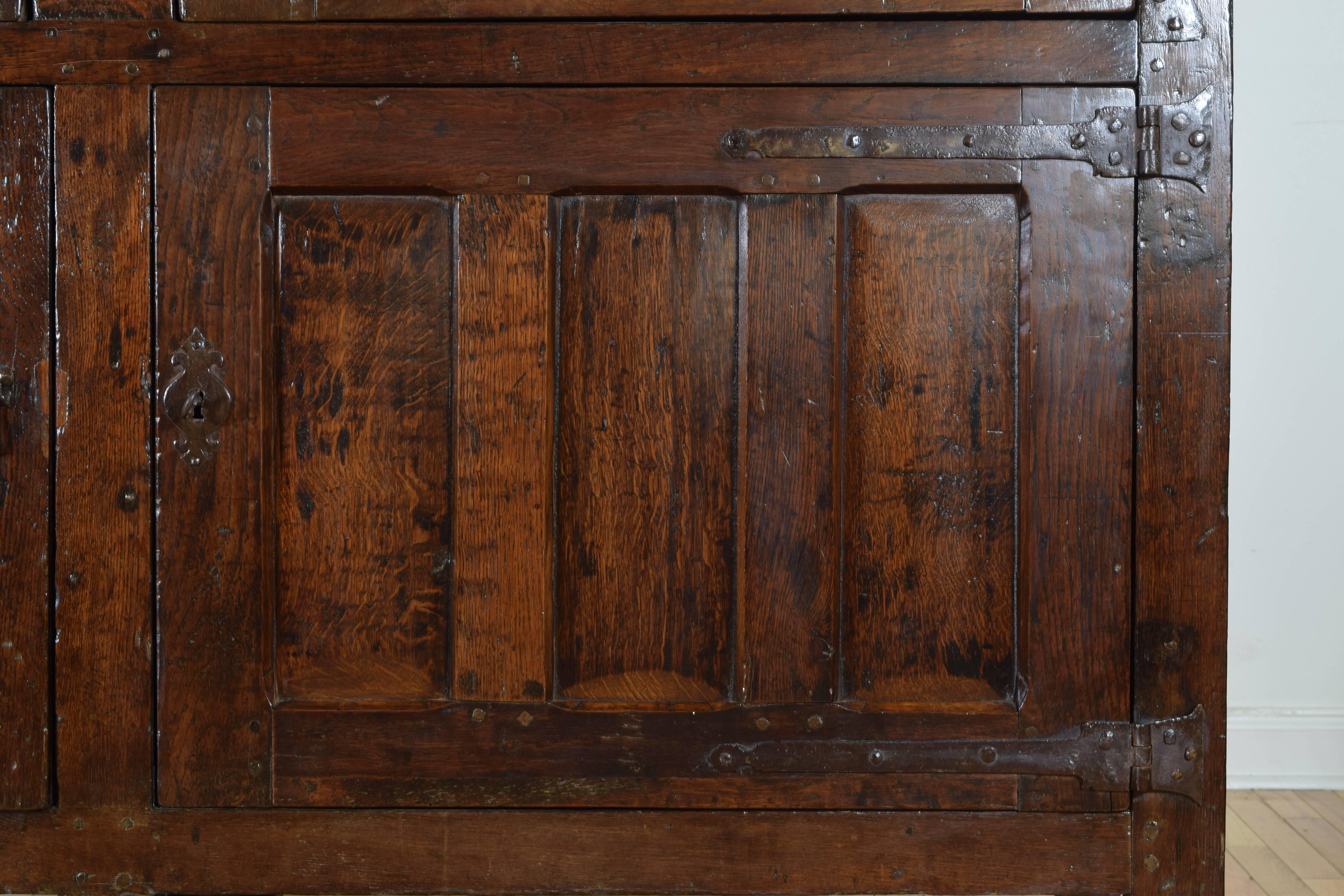 Belgian Oak Iron Mounted Four-Door Cabinet, 17th-18th Century 2