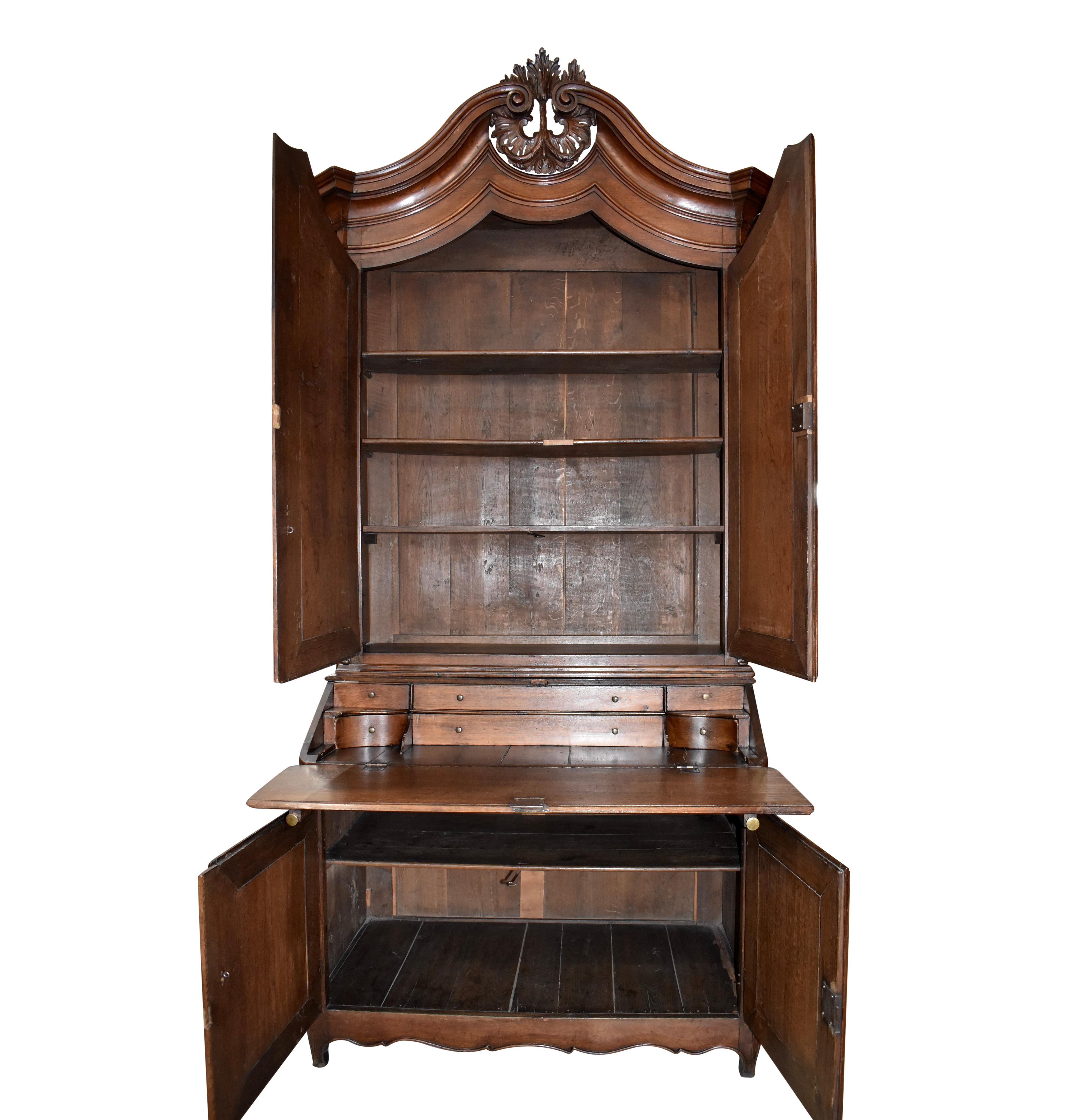 Belgian Oak Slant-Front Secretary, circa 1850 In Good Condition For Sale In Evergreen, CO