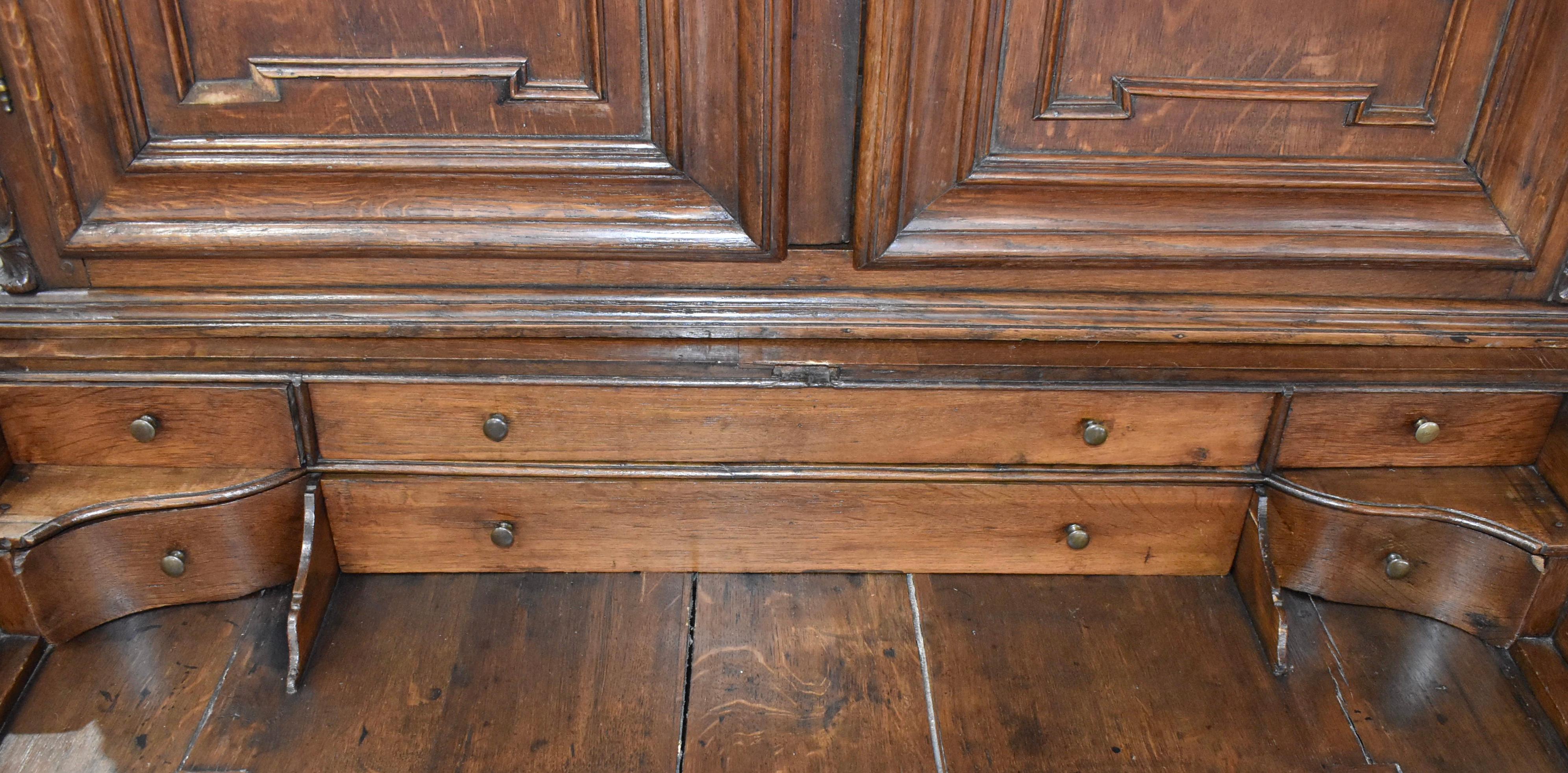 19th Century Belgian Oak Slant-Front Secretary, circa 1850 For Sale