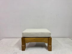 Belgian Oak Stool by De Puydt in Neutral Fabric