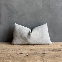 Belgian Otis Linen Lumbar Pillow in Snow 12 x 20 inch with Insert