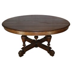 Antique Belgian Oval Oak Table, circa 1880