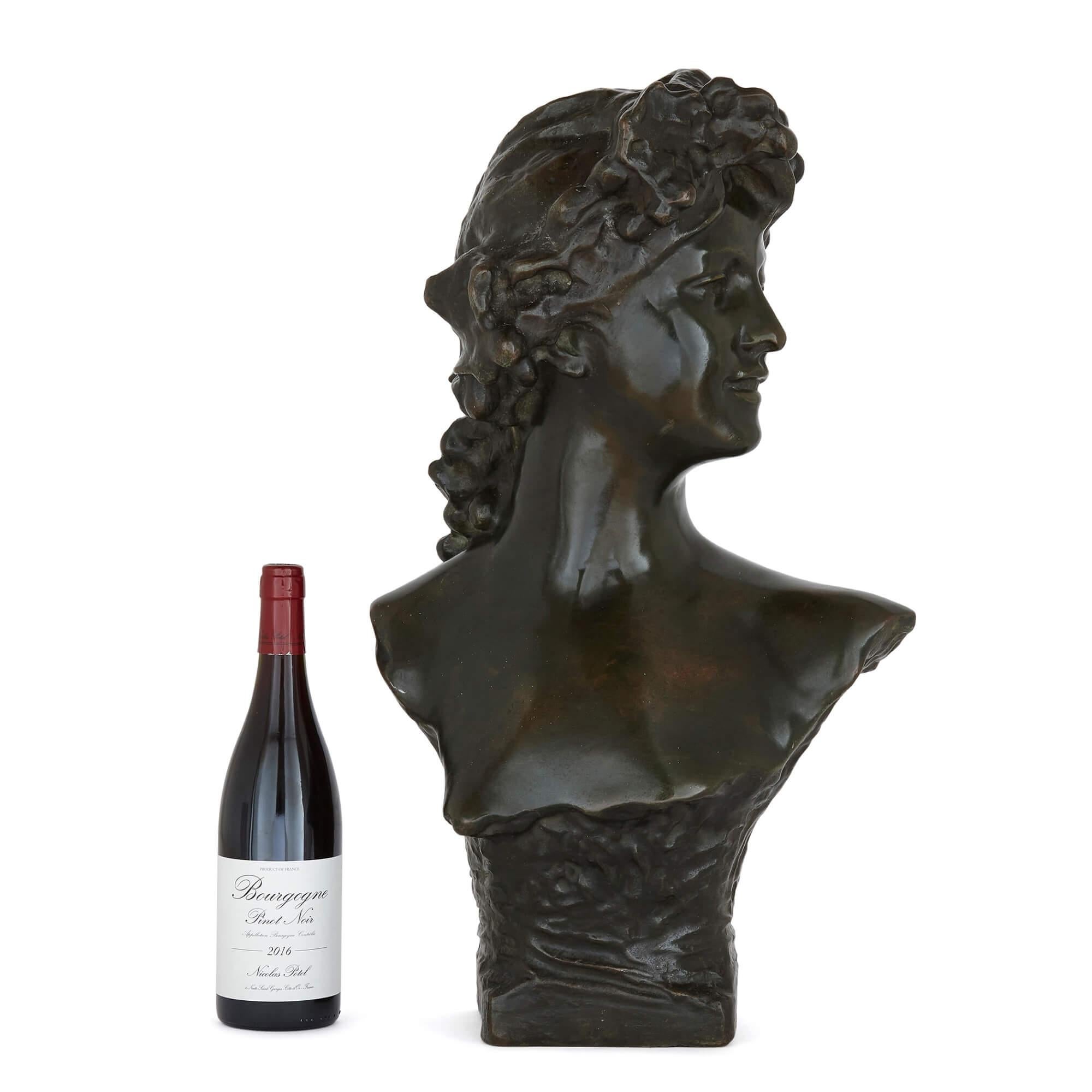 XIX secolo Busto belga in bronzo patinato di Lambeaux in vendita