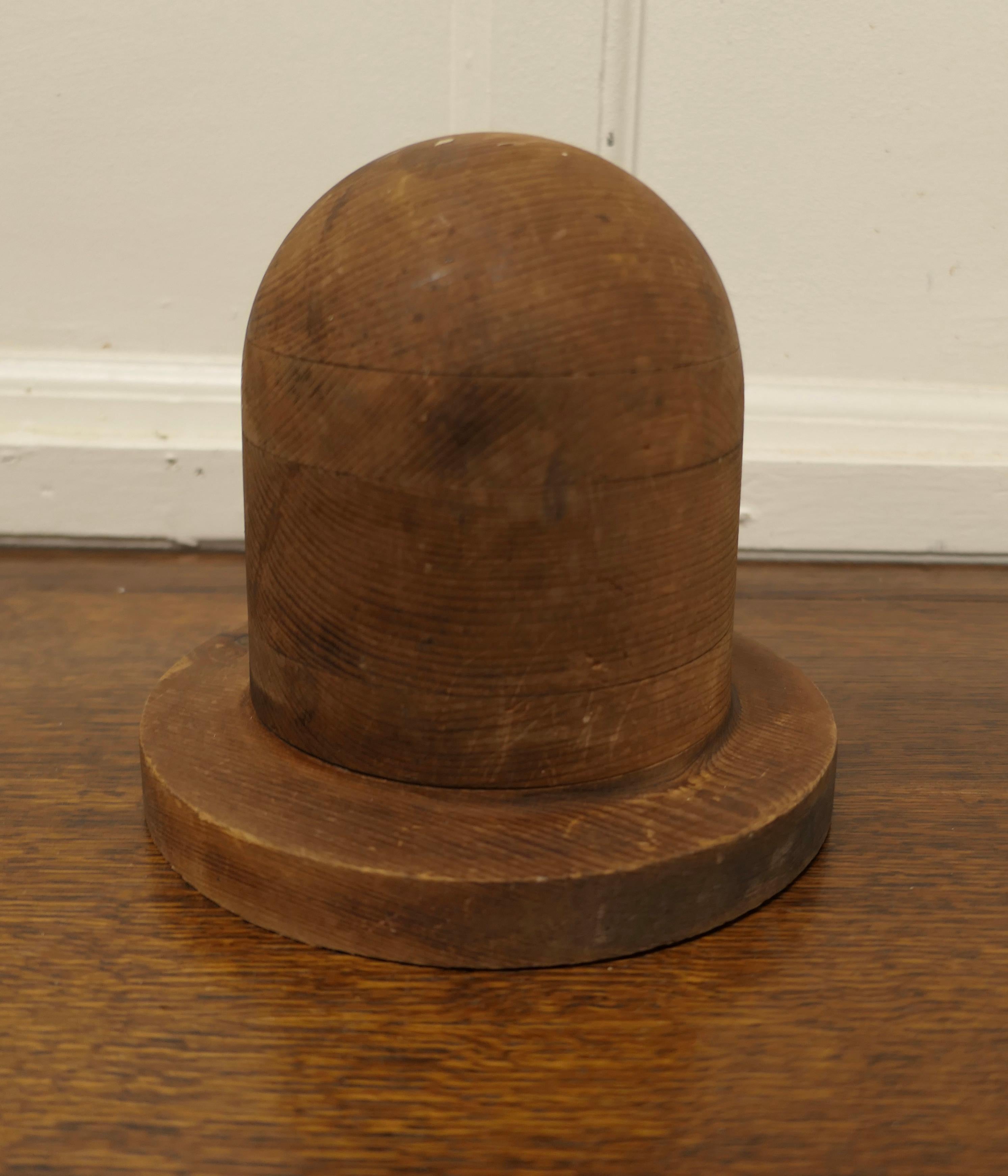 Belgian pine childs hat block, Milliners form

This is the form of a Bowler Hat with a narrow brim it is a superbly attractive piece
The Block comes from Belgium and is in excellent condition, it is 8.5” across and, 8” tall
WD126.