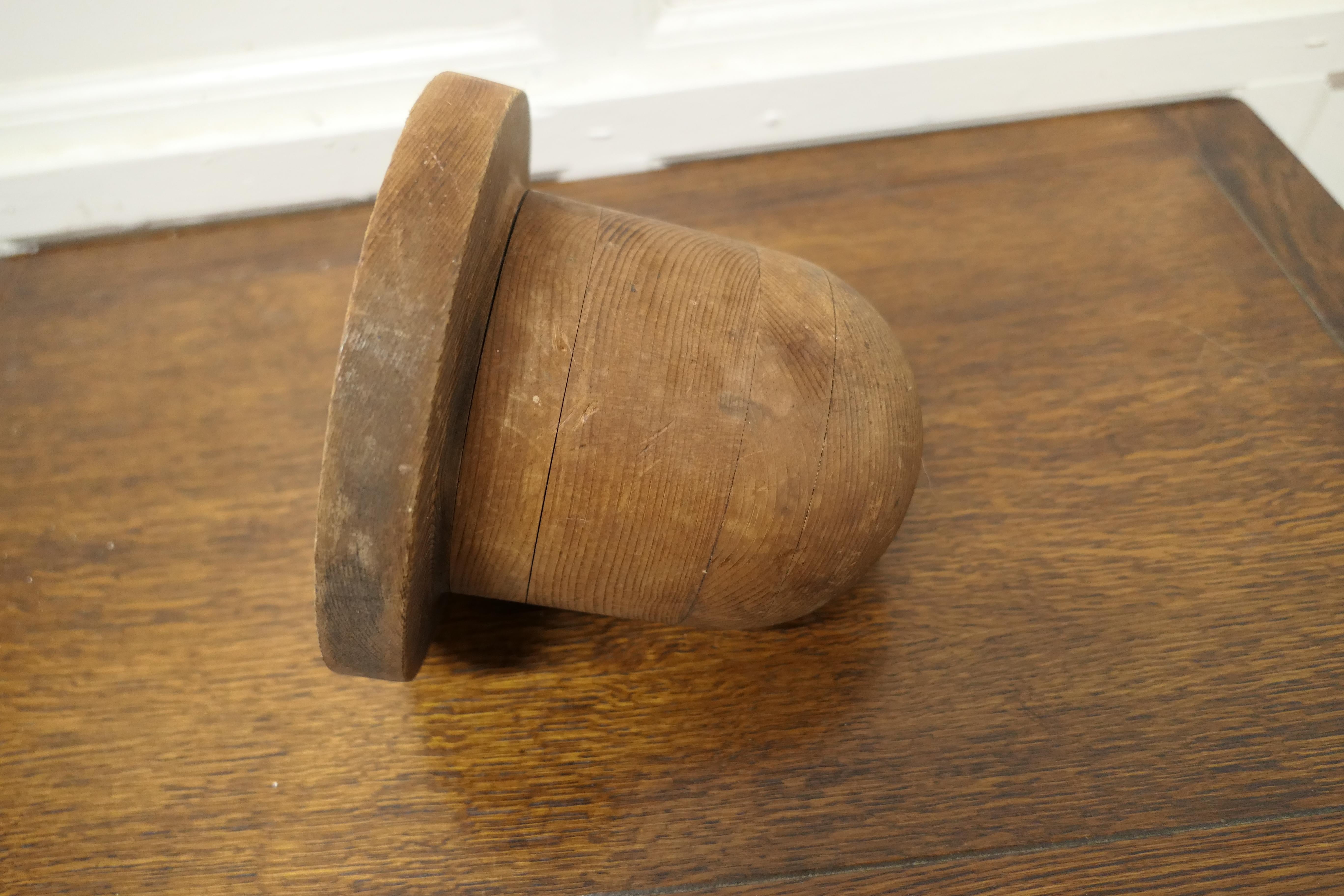 19th Century Belgian Pine Childs Hat Block, Milliners Form For Sale