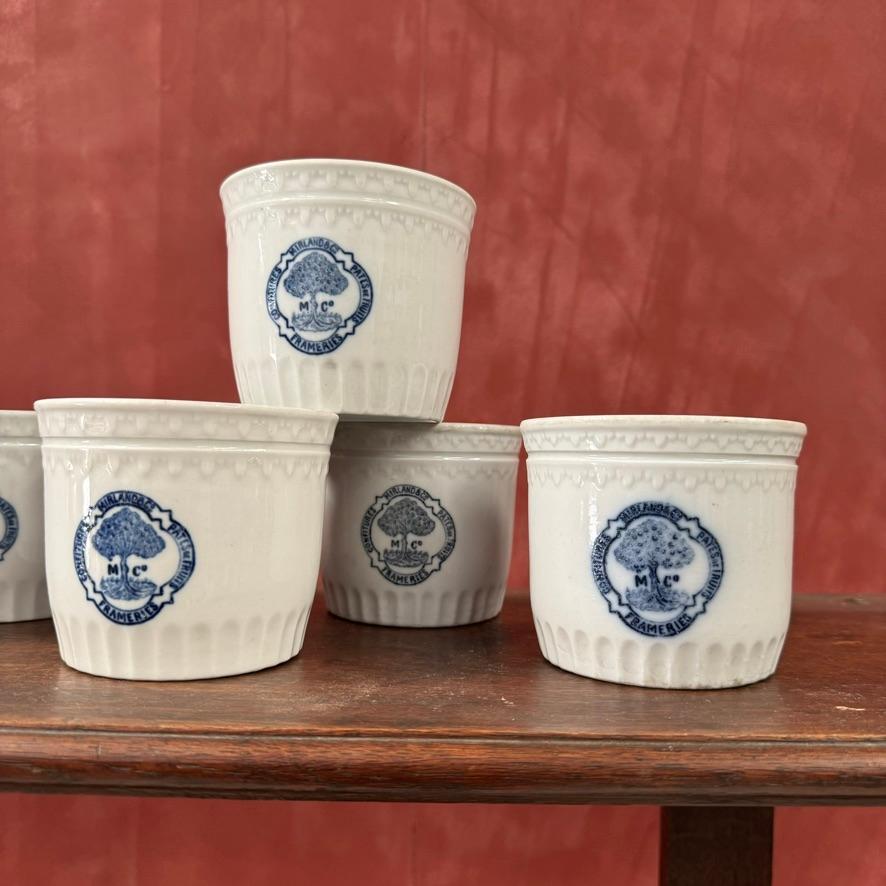 Originally used for Marmalade or Pate, these come with lovely original blue manufacturer stamp 'Mirland & Co'.

Each item is unique from the 1930s and was originally sourced directly from the original factory upon closure. 

PRICED INDIVIDUALLY. 